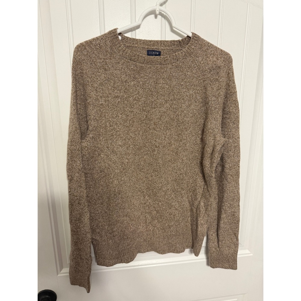 J.Crew Sweater Mens Medium Marled Lambswool Blend Raglan Crewneck Brown EUC